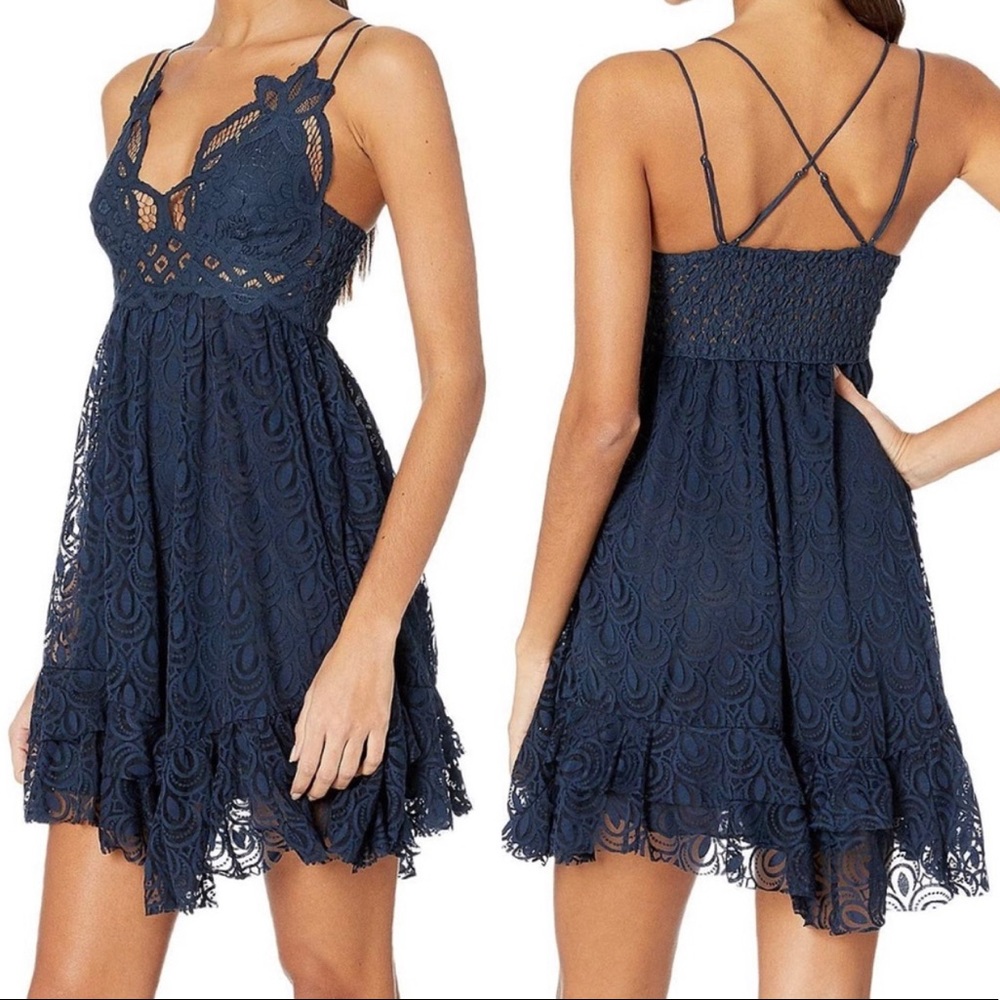 Elegant Navy Lace Dress